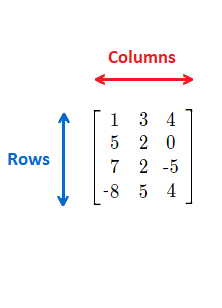 The rows and columns of a matrix.